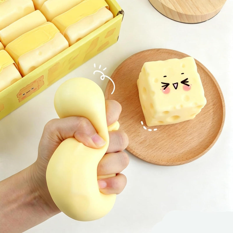 SLEEPHEAD 10cm Large Cheese Squishy Slow Rising Cute Cheese Block Fidget Toy for Anxiety Relief Soft Silicone Squeeze Cheese Squishy Toy for Adults Teens Desk Decor & Party Favor