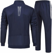 Men's Tracksuit Athletic Full Zip Casual Sports Jogging Gym Sweatsuit - 01navy+grey(1jacket+1pants)