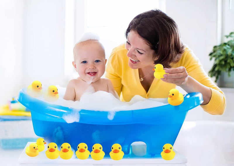 AIYUENCICI Bath Duck Toys 12 PCS Yellow Rubber Ducks Squeak & Float Ducky Baby Shower Pool Toy for Toddlers Kids Boys Girls