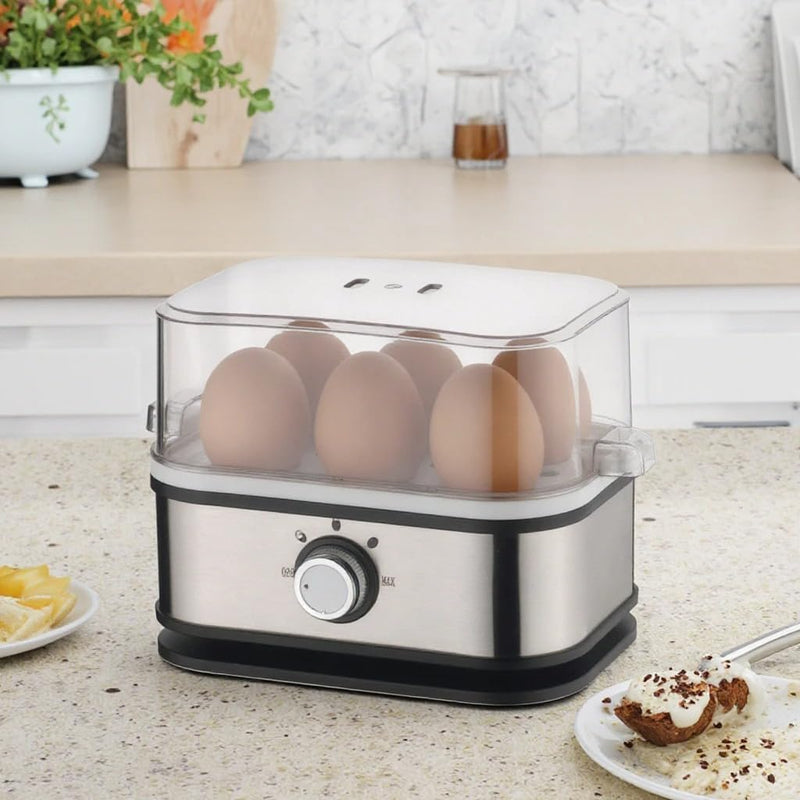 SHOPO KIDS Automatic Egg Cooker : 6 Eggs Capacity Electric Egg Cooker for Boiled Eggs, Poached Egg, Scrambled Egg,Soft/Medium/Hard Boil | Noise-Free Technology,2 years Warranty