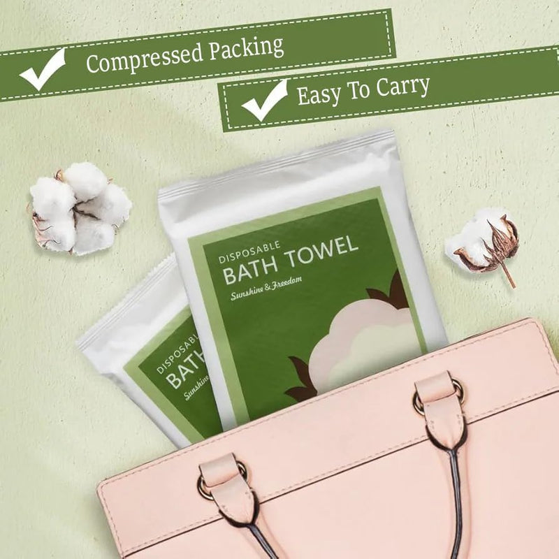 25 Pack Disposable Bath Towels (70X140cm) Compressed Towels Individually Packed For Hotel,Spa,Beach,Sauna,Gym,Saloon,Camping & Sports Travel Disposable Towel Soft And Absorbent Portable And Breathable