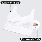 CRZ YOGA Butterluxe Womens V Neck Longline Sports Bra - Padded Workout Crop Tank Top with Built in Bra
