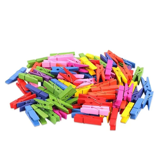 100PCS Colored Mini Tiny Wooden Clothespins, Small Sturdy Clothespins for Dry Laundry on Clothesline, Bag Clips, Crafts, Photos, Home, School
