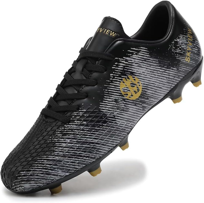 Boys And Girls Soccer Cleats Turf Soccer Shoes For Kids Indoor Outdoor Children Unisex Football Boots AG FG Wide Training Sneaker - Black