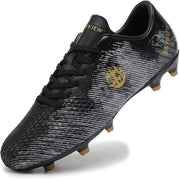 Boys And Girls Soccer Cleats Turf Soccer Shoes For Kids Indoor Outdoor Children Unisex Football Boots AG FG Wide Training Sneaker - Black
