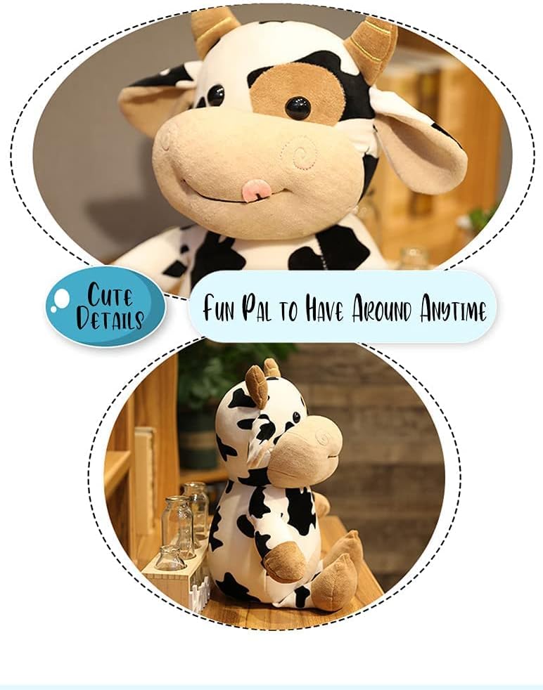 COOLBABY cow plush toy,16 inch stuffed animal throw plushie pillow doll,soft fluffy friend hugging cushion-present for every age and occasion