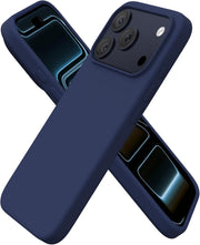 ORNARTO Compatible with iPhone 17 Pro Case 6.3", Slim Liquid Silicone 3 Layers Full Covered Soft Gel Rubber 17 Pro Phone Cases Cover 6.3 inch-Chalk Pink - Deep Blue