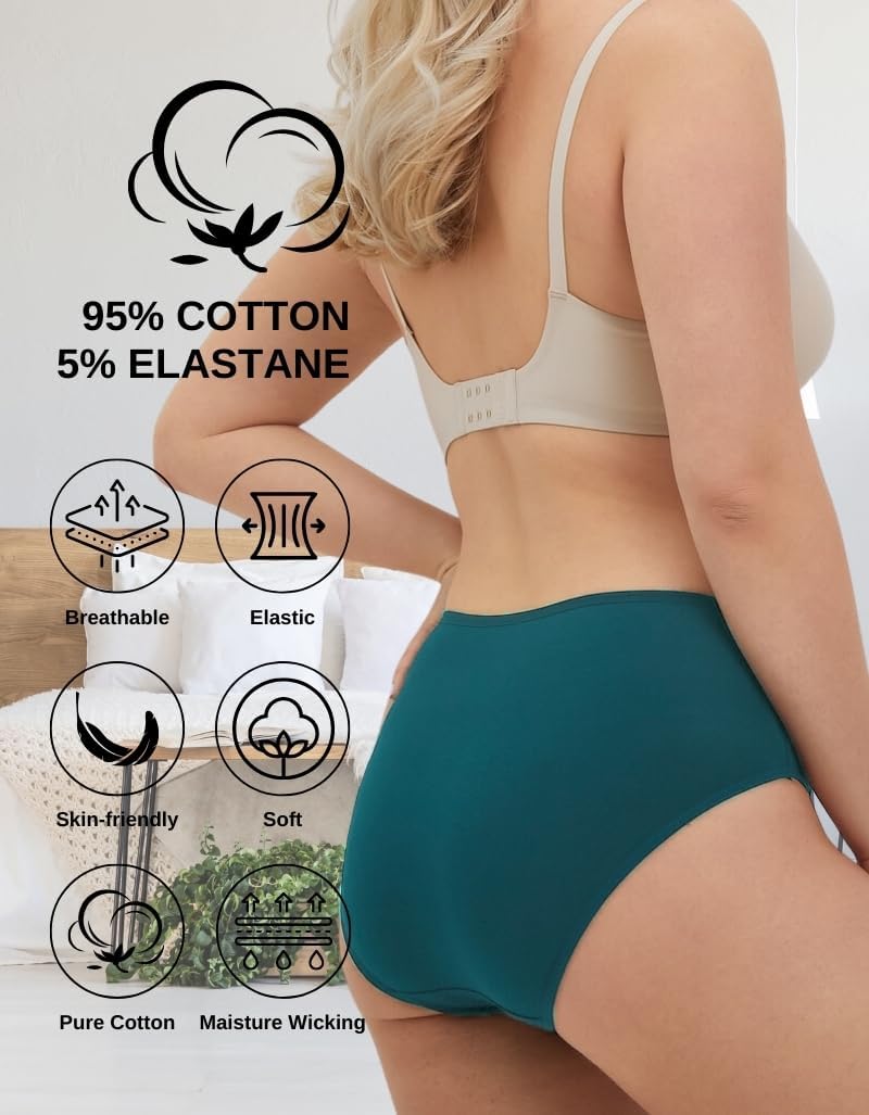 ALYA UNDERWEAR Premium Underwear for Women, Mid Rise Women’s Knickers, Breathable Organic Cotton Panties for Women, Comfortable Ladies Knickers