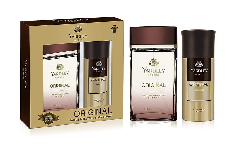 Yardley London Original Perfumed Gift Set - Eau de Toilette 100ml + Body Spray 150ml Fresh Fragrance For Masculine Elegance For Men