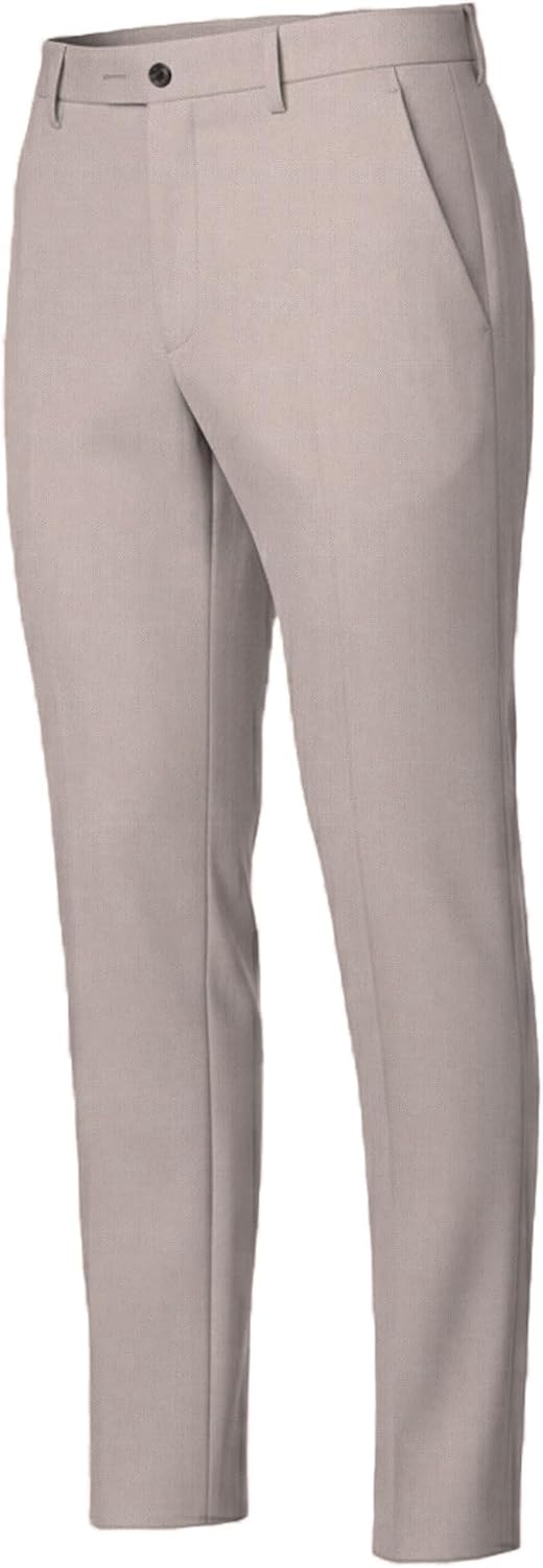 Linen Blend Slim Fit Formal Trousers for Men, Size: 35, Beige