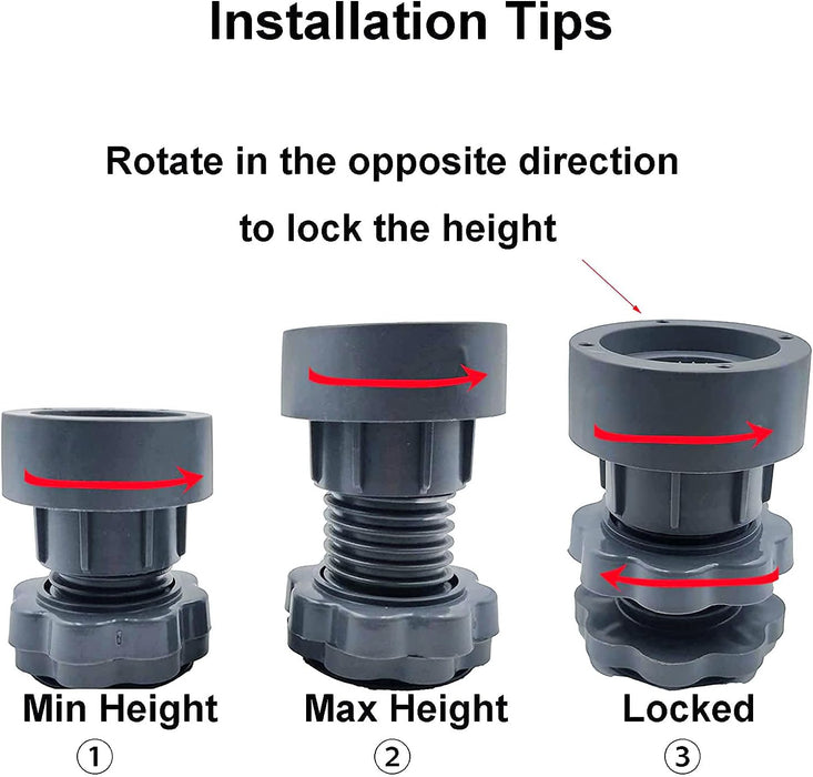4 Pcs Washing Machine Support Adjustable Highly Non-slip Mat Shock and Noise Cancelling Washing Machine Feet Pad for Fridge and Dryer