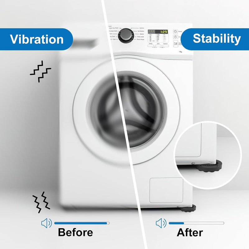 Anti Vibration Washer Pads for Washing Machine with Shock Absorption Suction Cup Feet, Anti-Slip Rubber Stabilizer Support Foot Mat, Stop Noise Moving