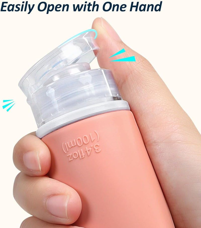 PACKISM TSA Approved Toiletry Bottles - 9 Pack Leakproof 3.4oz Silicone Travel Bottles for Toiletries, Travel Accessories with Clear Makeup Bags for Shampoo Conditioner Lotion Body Wash BPA Free