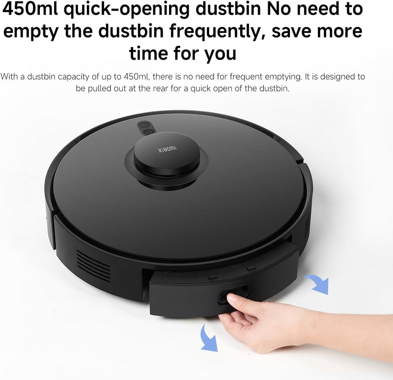 Xiaomi Robot Vacuum S10T, Smart LDS Navigation, 8000Pa Powerful Suction, 5200mAh Large Battery Capacity, 2-in-1 Vacuum and Mop, App Control, Pet Hair & Carpet Cleaning, Black