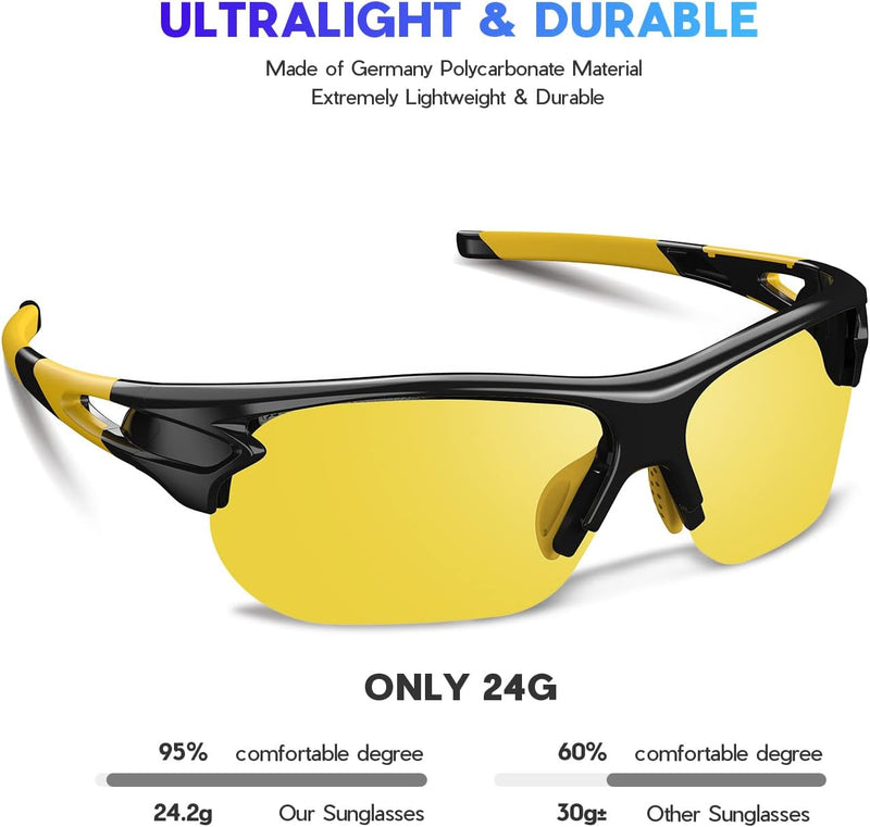 Polarized Sports Sunglasses for Men Women Youth Baseball Fishing Cycling Running Golf Motorcycle Tac Glasses UV400