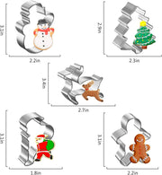 Christmas Cookie Cutters Set, 5pcs Metal Holiday Cookie Cutters for Baking - Christmas Tree, Gingerbread Man, Elk, Santa Claus and Snowman Shapes