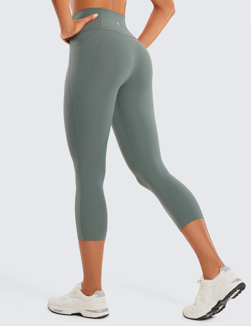 CRZ YOGA Womens Butterluxe Workout Capri Leggings with Pockets 21 Inches - High Waisted Gym Athletic Crop Yoga