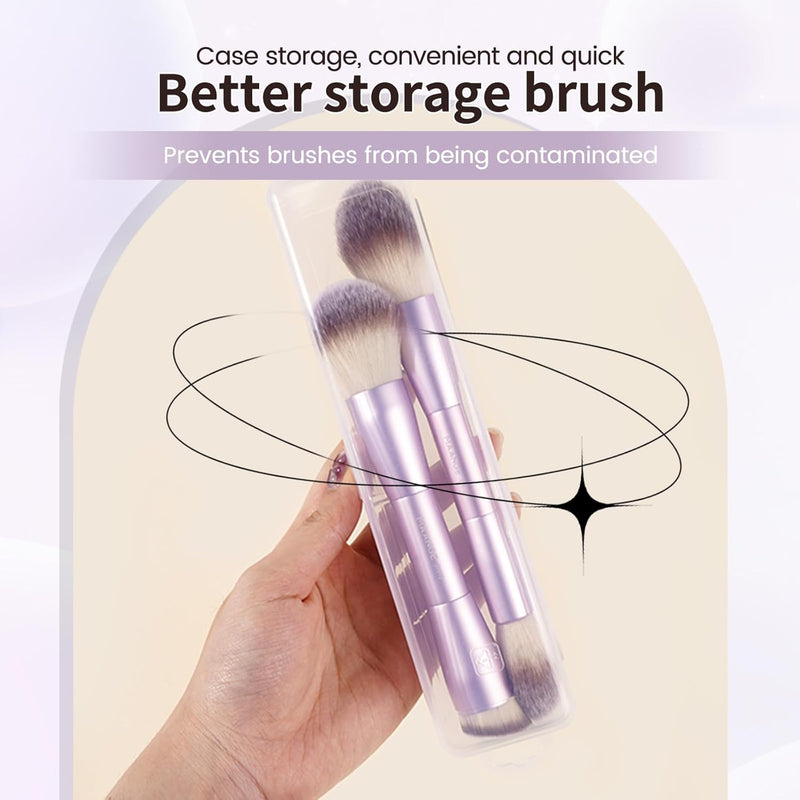 MAANGE Foundation Makeup Brush, Double Ended Makeup Brushes, Applying Liquid or Powder, Blush, Cream, Primer, for Contouring Blending Foundation Blush Brush(Gold, 2PCS)