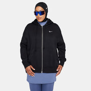 Women's W Nsw Phnx Flc Fz Os Hoodie Sweatshirt - BLACK/(SAIL)