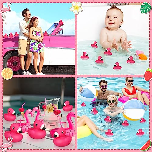 Azonee Flamingo Rubber Duckies, 12 Pcs Bulk Pink Flamingos Bath Toys, Floating Squeak Flamingo Toy, Duckies Toy for Shower Party Favors, Decoration