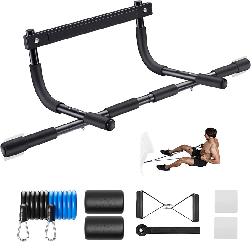 Ally Peaks Pull Up Bar for Doorway Thickened Steel Max Limit 440 lbs Upper Body Fitness Workout Bar Multi-Grip Strength for Doorway Indoor Chin-Up Bar Fitness Trainer for Home Gym Portable - black