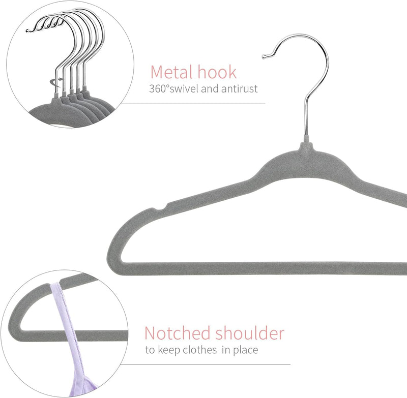 ManGotree Baby Velvet Hangers, Infant and Toddler Hangers, Non-Slip Children Hangers, Ultra-Slim Space Saving Kids Hangers, Sturdy Clothes Hangers 15 Pack (White)