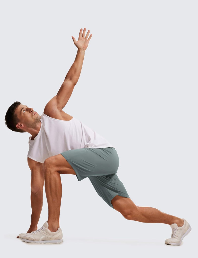 CRZ YOGA Men's Linerless Workout Shorts -9'' Quick Dry for Running Sports Athletic Gym with Pockets
