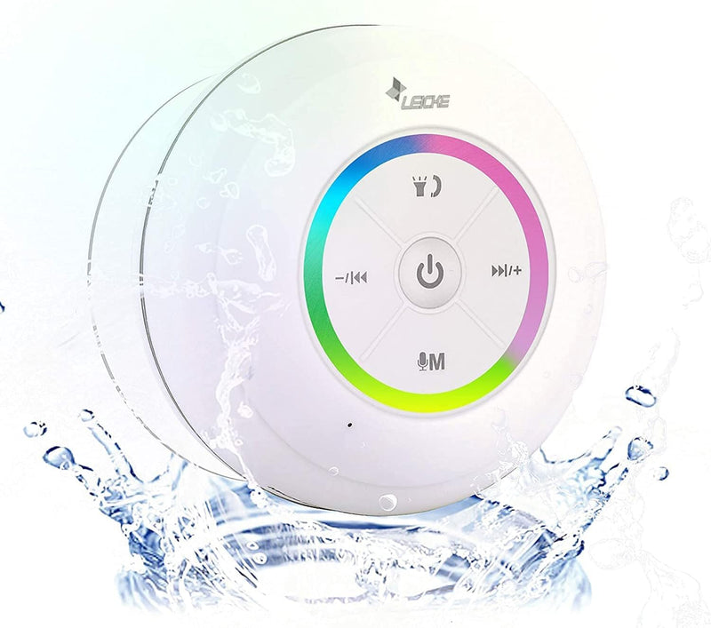 LEICKE Bluetooth Shower Speaker, Bluetooth Speaker Shower, Dust/Steam/Waterproof Shower Speaker with Suction Cup, Small Portable Wireless Speaker for Bathroom, Beach, Sauna, etc.