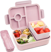 Children's Bento Box, 1300 ml, Leak-Proof Lunch Box with 5 Compartments, Bento Box for Children and Adults, Lunch Box, Breakfast Box for Girls and Boys, BPA-Free (Pink) - Pink