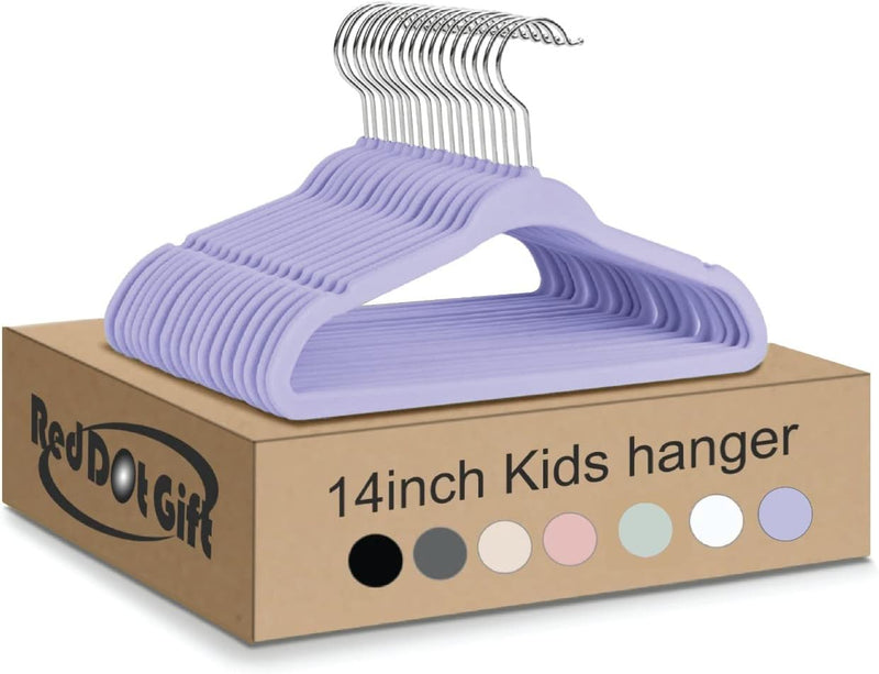 Red Dot Gift® 30-Pack Beige Velvet Kids Hangers - ( 35cm / 14 Inch )Premium Childrens Hangers for Closet, Ultra Thin Cute Hangers Kids Clothes Hanger,Small Hangers for Kids Clothes (Beige, 30)