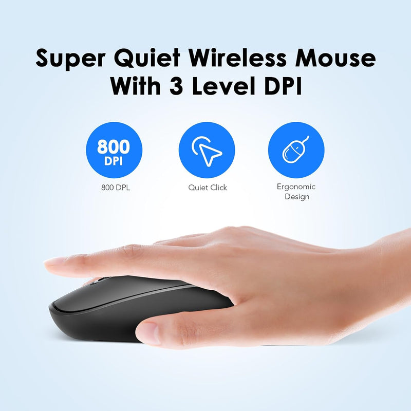 Oraimo Nano Wireless USB Keyboard and Mouse Set, 12 Function Keys 2.4GHz Wireless, 1000DPI, Spill-Resistant Design, PC/Mac, Black/Chartreuse