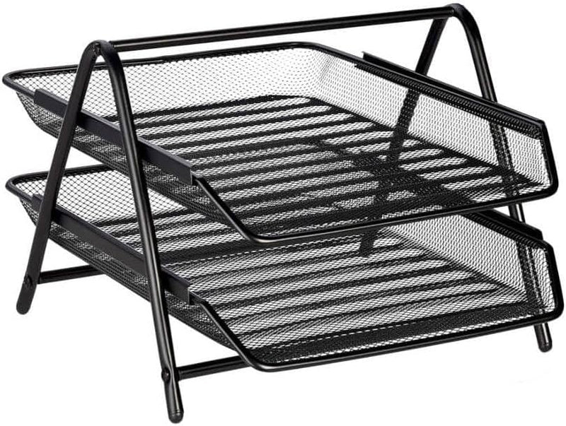 MOMENT 3-Tier Paper Tray, Desktop Organizer, 3 Layer A4 Metal tray Office Desk Organiser, Paper File Storage, Workspace, Office, Black - 34.9 x 29.2 x 25.4 cm 2-Tier