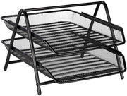 MOMENT 2-Tier Paper Tray, Desktop Organizer, 2 Layer A4 Metal tray Office Desk Organiser, Paper File Storage, Workspace, Office, Black - 34.9 x 29.2 x 25.4 cm 2-Tier