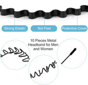fenshine Metal Hair Bands Feather Wavy Headband Unisex Black Wavy Headband Polished Backwards Non-Slip Sports Hair Band for Women Men 6 Pack - black