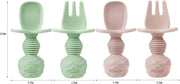 PandaEar 2 Pack Silicone Baby Straw & Snack Cup with 2 Spoons 2 Forks, Dual-Purpose Toddler Training Cups, Pink Green