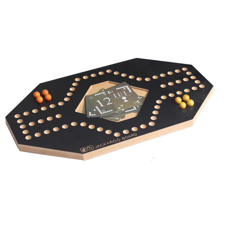 Jackaroo Board 2 Player, Black Texture, marbles, Jackaroo cards