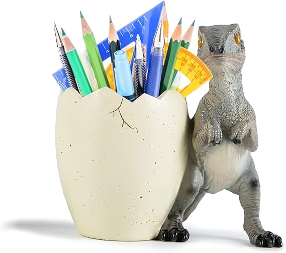 THE WHITE SHOP Dinosaur Pen Holder for Desk, Pencil Holder, Cute Fashion Desk Organizers and Accessories, Office Supplies Idea for Women and Kids(Green)
