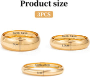 3PCS Chunky Gold Bangle Bracelets for Women Trendy Wide Wrist Cuff Bracelets Stack Bangle Punk Style Wide Chunky Cuff Bracelets Stack Fashion Jewelry Gift