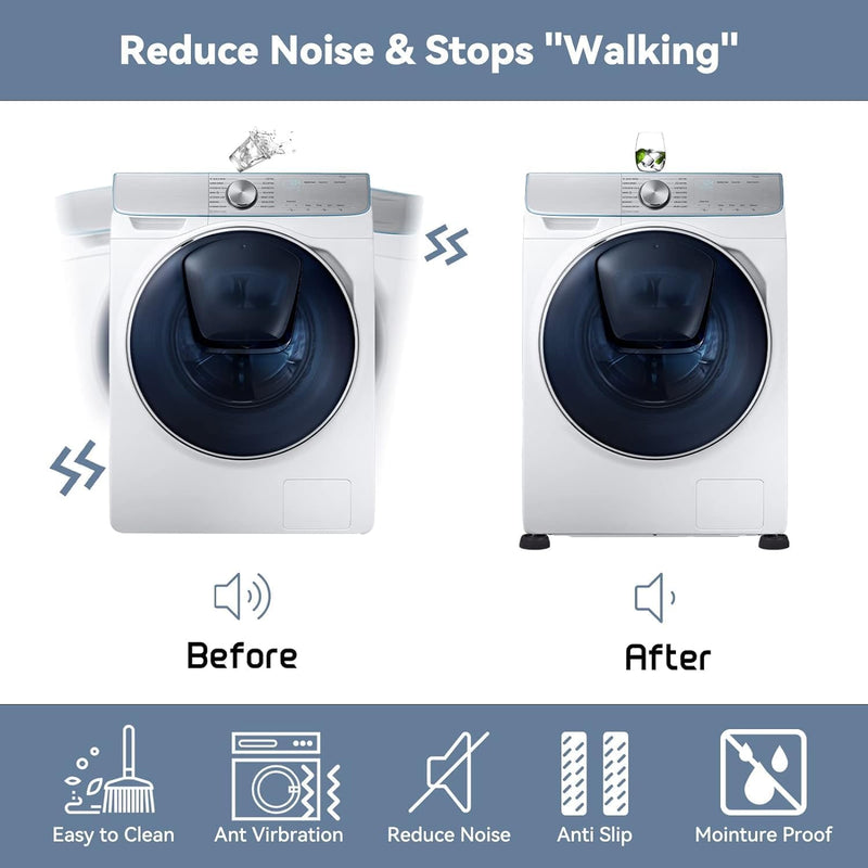4 Pcs Washing Machine Base, Rubber Washing Machine Stabilizer, Washer Foot Pads, Shock and Noise Reduction for Washing Machines and Dryers, Washer Anti Vibration Mat