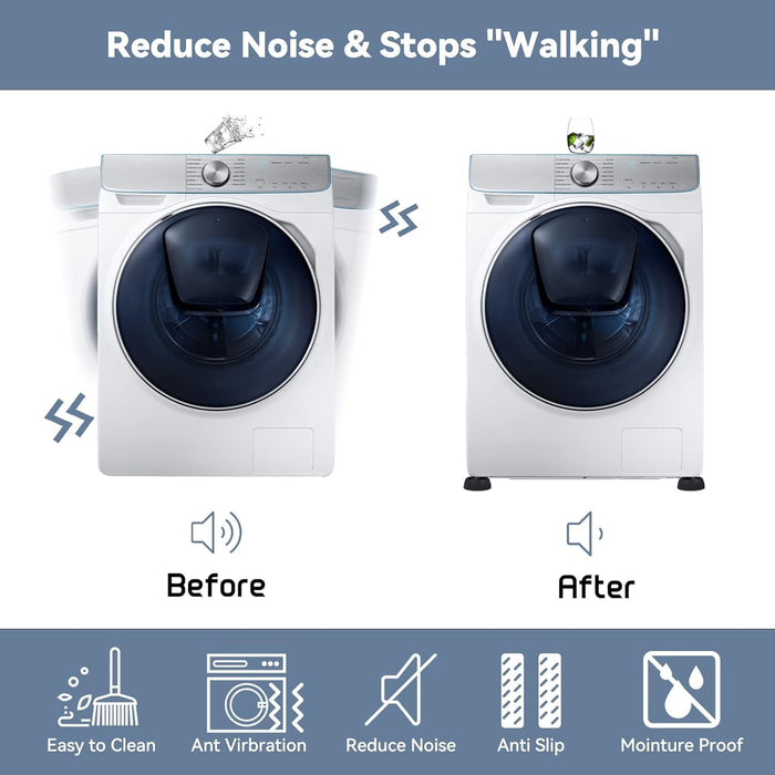 4 Pcs Washing Machine Base, Rubber Washing Machine Stabilizer, Washer Foot Pads, Shock and Noise Reduction for Washing Machines and Dryers, Washer Anti Vibration Mat