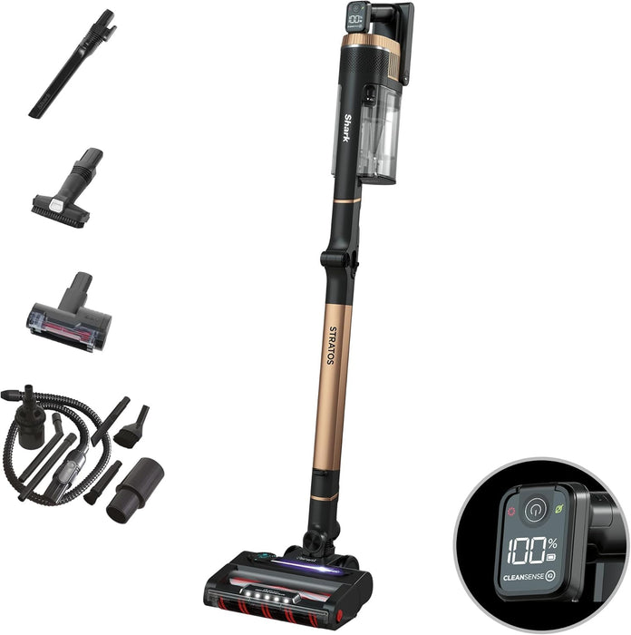 Shark Stratos Cordless Stick Vacuum Cleaner [IZ400UK] with Anti Hair Wrap Plus & Clean Sense IQ, Single Battery, Charcoal/Rose Gold