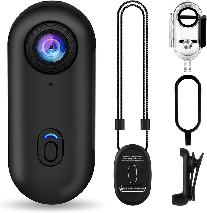 i3 4K Thumb Action Camera,Tiny Size, Mount Anywhere,Small Body Camera with Spring Clip,Portable Vlogging,Hands-Free POV Recording,Helmet Cam for Cycling,Motorcycle (with 128G-Card, Black) - Black With 32G card