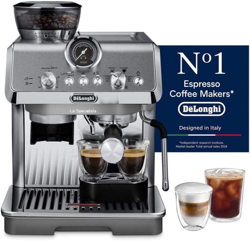 De'Longhi Barista Coffee Machine LA SPECIALISTA ARTE EVO Cold Brew Semi-Automatic Espresso Machine with Cold Extraction Technology, Barista Kit, Built-in Grinder, Milk Frother,15 Bar Pressure EC9255.M - NEW - Hot + Cold Brew