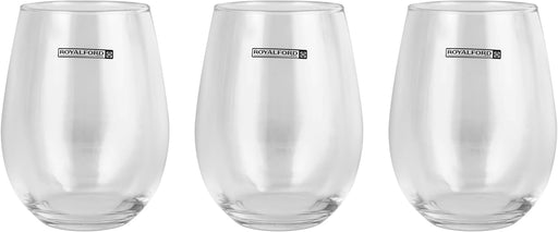 Royalford 590ml Glass Tumbler Set RF12588 Dishwasher Safe Soda-Lime Glass for Hot and Cold Beverages Tea, Coffee, Water, Juices Pack of 3 Whiskey Glass Wine Glass Highball Drink Glass Water Glass - 590 ml