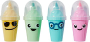 Milkshake Shaped Coloured Highlighter Pens for Kids For use at School & Homework - Four Funky Colours - Yellow Green Blue and Pink - 1 count (Pack of 4) Milkshake Highlighters