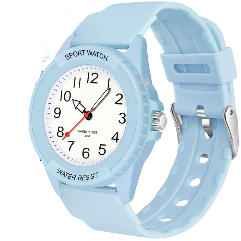 Khazna Kids Analog Watch for Boys Girls, Waterproof Time Teaching Watch, Easy to Read and Learning Time for Children 6-18