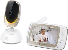Motorola Nursery Baby 501278604014 Comfort 85 Connect Video Baby Monitor with Pan and Zoom Function, Wi-Fi, 5.0 Inch Colour Display, Infrared Night Vision, 2-Way Audio and Temperature Sensor, White