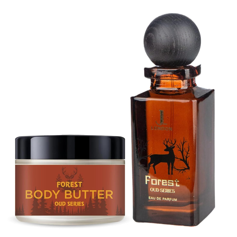 JAN LONDON Forest Gift Set ??Soothing hydration with Forest Body Butter and long-lasting luxury with Forest Perfume, a unisex Eau De Parfum for an unforgettable fragrance experience.