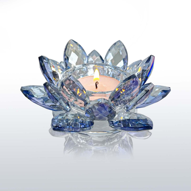 Kolnlala Crystal Lotus Flower Tealight Candle Holders/Glass Tea Light Candlestick Decor Decoration for Christmas Home Wedding Party… (Clean 1pc)