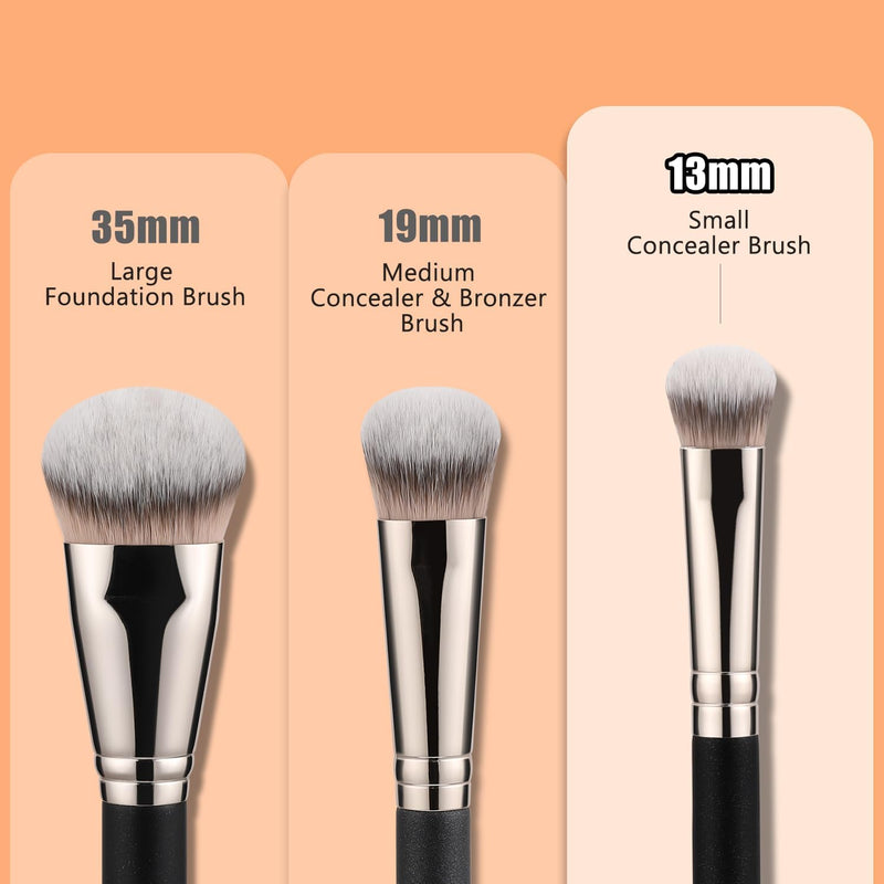 TEOYALL Flat Angled Brushes, Flawless Foundation Brush Under Eye Concealer Brush Bronzer Brush with Liquid Cream Powder